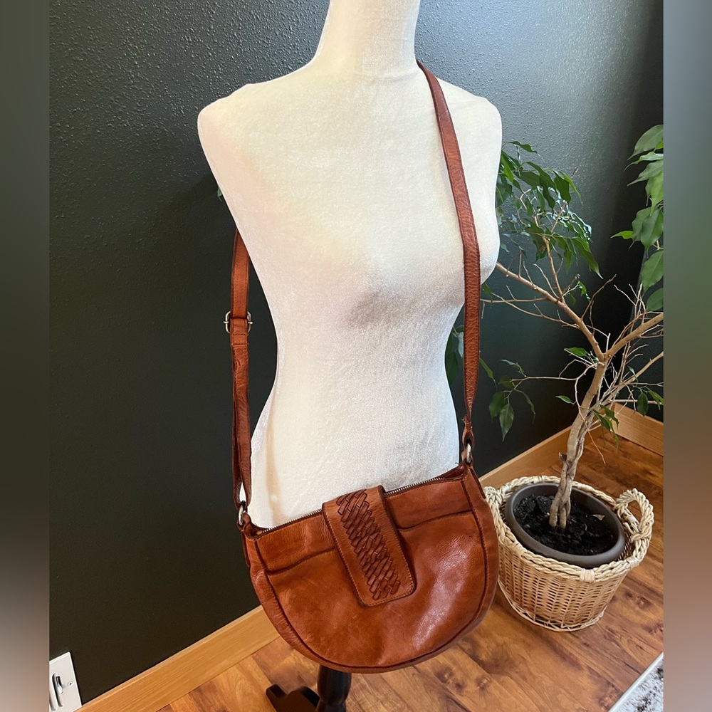 Vilenca Holland Elegant Brown Leather Crossbody Bag